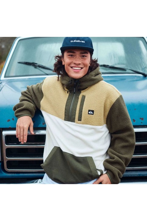 Quiksilver Ocean View Mix Up Hoody Erkek Yeşil Polar - Yeşil