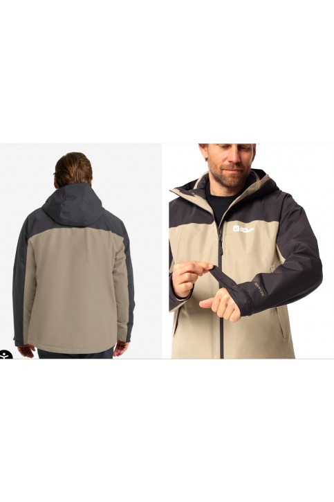 Jack Wolfskin Wild Places 3in1 Erkek Gri Outdoor Ceketi -black/cream color